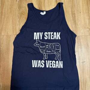 Funny carnivore tank top my steak was vegan tank tops muscle tees for gym